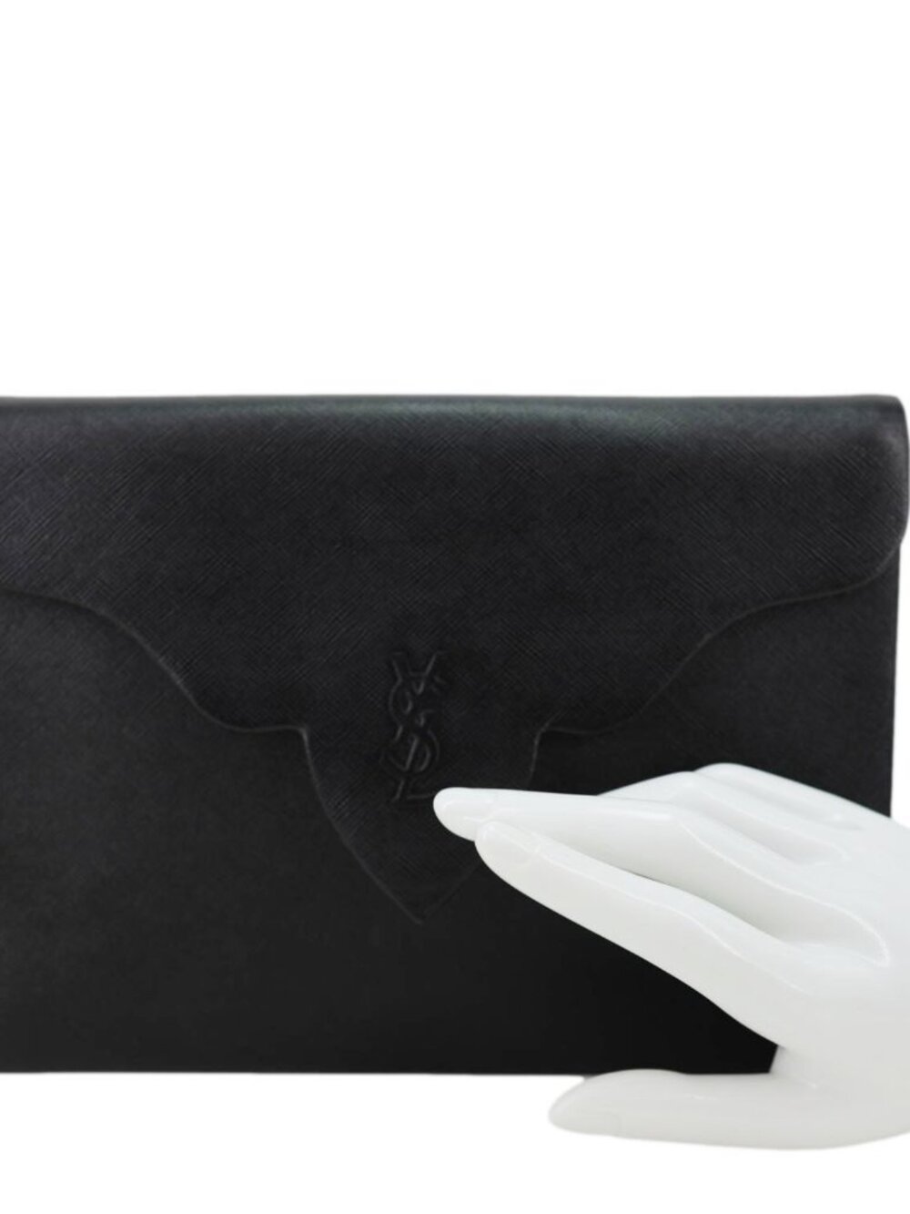 Yves Saint Laurent Saffiano Leather Clutch Black - Picture 2 of 11